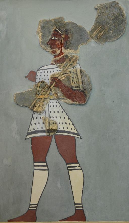4. ΕΝΔΥΜΑΤΑ (ο Μυκηναίος και η Αταλάντη) Βρες τον Μυκηναίο κυνηγό στην τοιχογραφία από το ανάκτορο