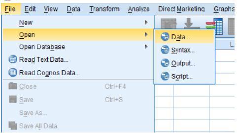 5.3 Εισαγωγή στοιχείων στο SPSS και τρόπος ανάπτυξης γραμμικού μικτού μοντέλου Έχοντας ήδη έτοιμη τη βάση δεδομένων σε αρχείο