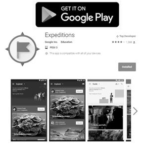 Σύνδεση στο διαδίκτυο: για κατέβασμα (download) της εφαρμογής (app) Google Expeditions (σε όλες τις συσκευές) και για κατέβασμα των συγκεκριμένων εξερευνητικών αποστολών (στην περίπτωση της συσκευής