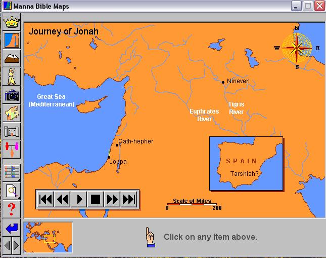 Ενότητα 2 η : Το ταξίδι του Ιωνά Ο διδάσκων εγκαθιστά στο PC το λογισμικό Manna Bible Maps που περιέχει ενότητες με βιβλικούς χάρτες.