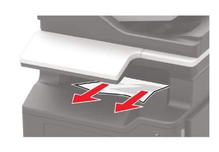 Σημείωση: Χρησιμοποιήστε τα βέλη εσωτερικά στον εκτυπωτή ως οδηγούς. 3 Κλείστε την πίσω πόρτα. 2 Αφαιρέστε το μπλοκαρισμένο χαρτί.