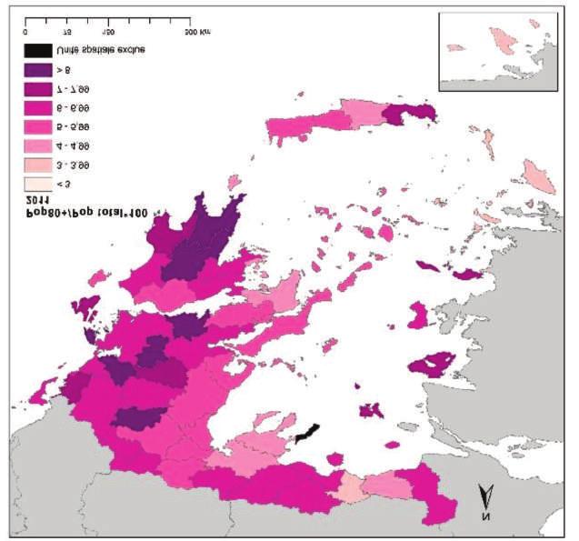 39 Χάρτης 3: % των ατόμων 85 ετών και άνω στην απογραφή του 2011