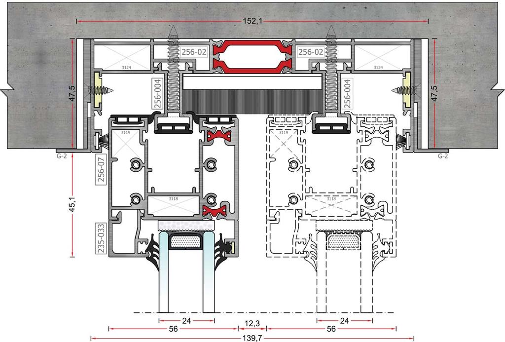 ΠΑΡΑΘΥΡΟ ΔΙΦΥΛΛΟ ΕΠΑΛΛΗΛΟ DOUBLE-SASH WINDOW ON DOUBLE RAIL 3 ΠΛΑΣΤΙΚΗ ΓΩΝΙΑ ΕΥΘΥΓΡΑΜΜΙΣΕΩΣ ΝΟ 109 PLASTIC ALIGNMENT SQUARE NO 109 ΕΛΑΣΤΙΚΟ ΝΟ 257 GASKET NO 257 ΒΟΥΡΤΣΑΚΙ ΝΟ 5 STRIP BRUSH NO 5 ΠΕΛΜΑ
