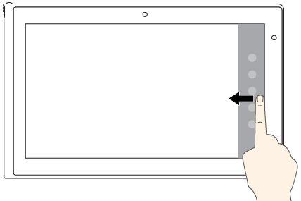 Εργασίες (Search), Κοινή χρήση (Share) και Συσκευές (Devices) Κινήσεις αφής(μόνο για τα μοντέλα αφής) Ενέργειες ποντικιού Για να μετακινηθείτε κυκλικά και να μεταβείτε σε