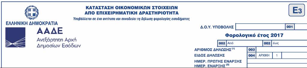 Ξεκινώντας την πρώτη σελίδα του Ε3 Κωδ.