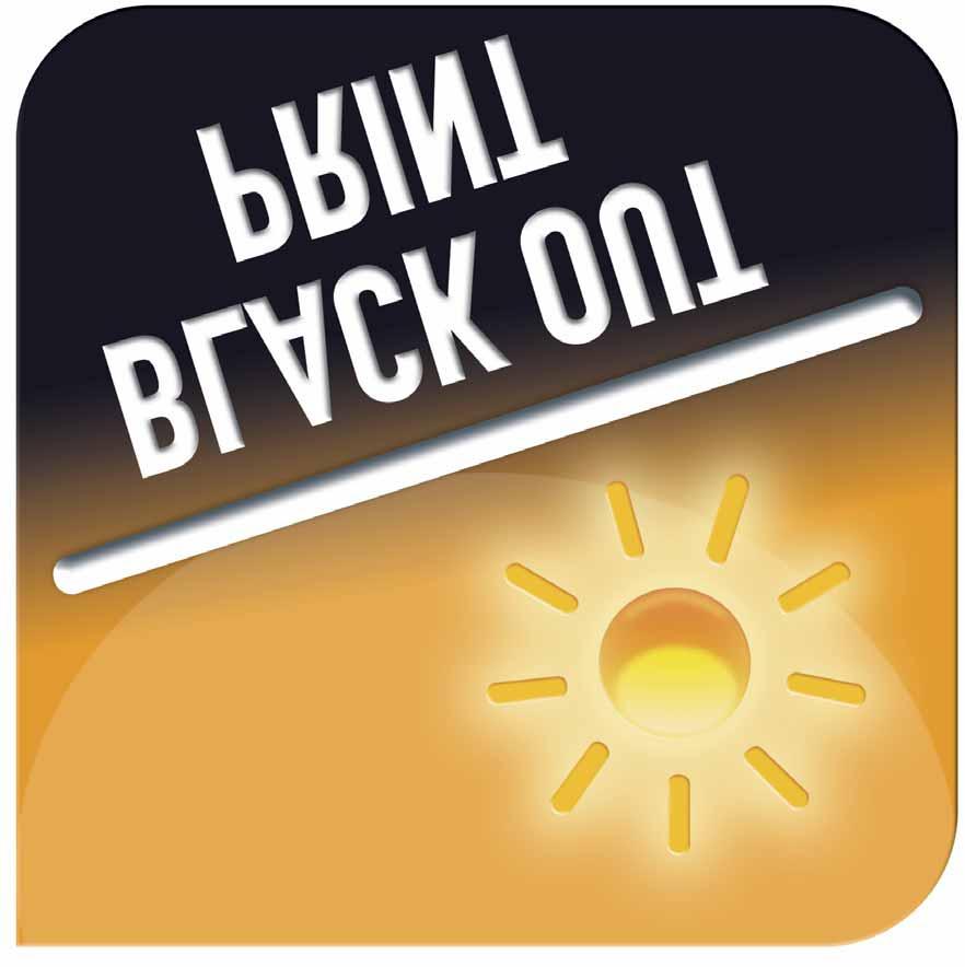 BLACK OUT PRINT 95% Αδιαπερατότητα στον ήλιο. Τεντόπανα µε ειδική επίστρωση που δεν επιτρέπει να τα διαπεράσει το ηλιακό φως. Προσφέρουν µοναδικές συνθήκες δροσιάς.