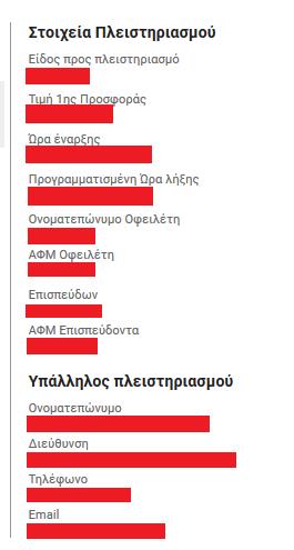 9.2.2. Αριστερή Πλευρά Οθόνης Διενέργειας Πλειστηριασμού Η αριστερή πλευρά της οθόνης πλειστηριασμού είναι η πιο σημαντική για