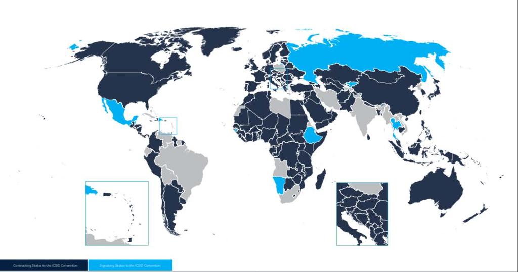 Ισχύς Σύμβασης ICSID Συμβληθείσες χώρες στη Σύμβαση