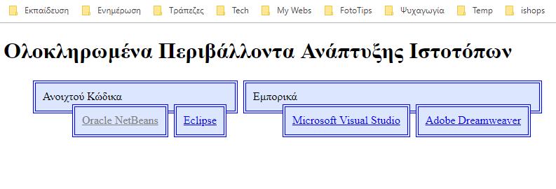 Άςκηςη Να δθμιουργιςετε τισ δφο ςελίδεσ (ex09a.
