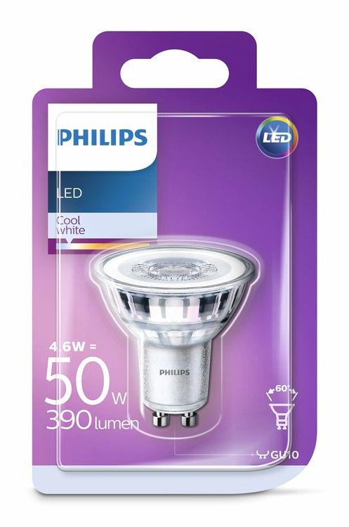 PHILIPS LED Σποτ 4,6 W (50 W) GU10 Ψυχρό λευκό Χωρίς ρύθμιση έντασης Φως που είναι ευχάριστο για τα μάτια σας Η κακή ποιότητα φωτός μπορεί να προκαλέσει κόπωση