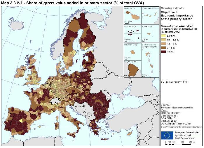 Ε.Ε.: Συμμετοχή (%) του πρωτογενούς