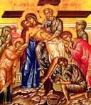 the Altar Table Icon in Narthex (Resurrection) floral arrangement Paschal Candle Easter Lilies Για την δόξα του Κυρίου και εις