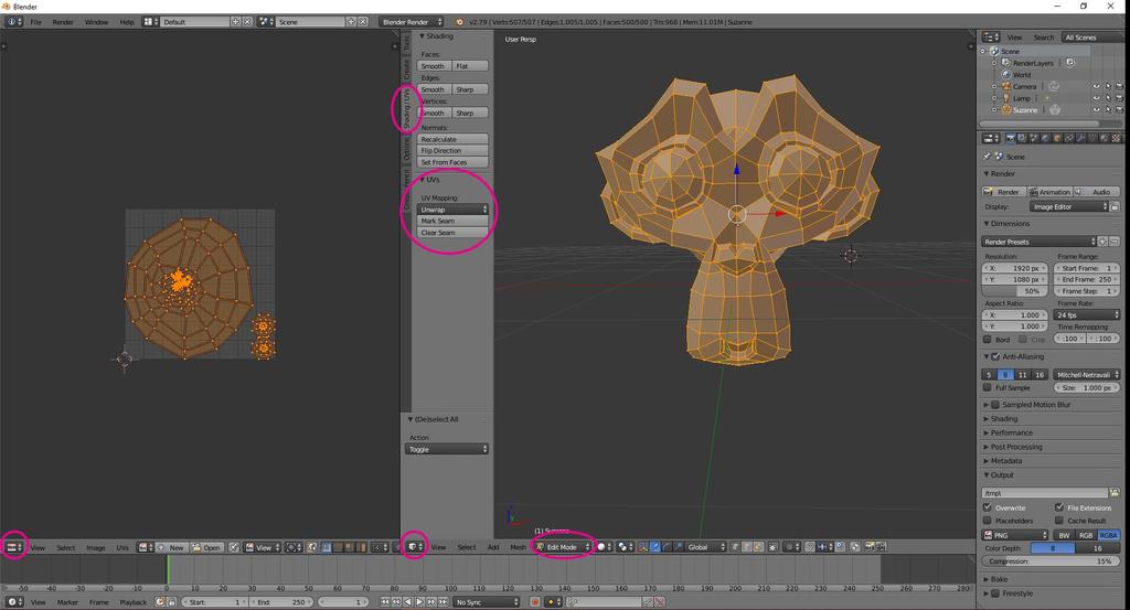 Texturing & Shading o Δύο work areas (UV image editor και