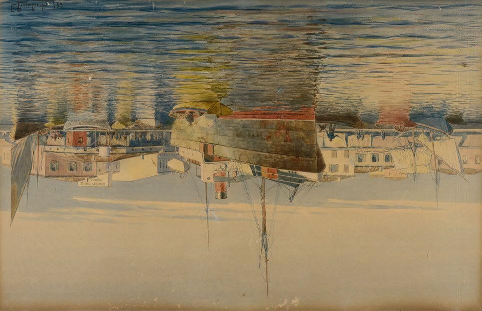 3 Αιμίλιος Προσαλέντης (1859-1926) Πειραιάς υπογεγραμμένο και χρονολογημένο κάτω αριστερά: E. Prossalendis / 97 υδατογραφία σε χαρτί, 45 x 69 cm. 3.000-4.