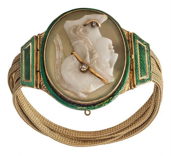 104 Βραχιόλι Αντίκα, χρυσός με αχάτη cameo και λεπτομέρειες από σμάλτο.