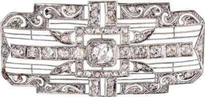 500-800 152 Καρφίτσα Art-Deco σε λευκόχρυσο.