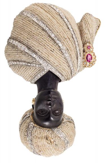 171 Καρφίτσα Αντίκα, "Blackamoor wearing turban" μαύρος έβενος, καλλιεργημένα