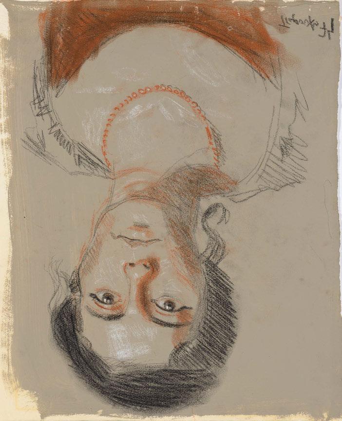 47 Γιάννης Τσαρούχης (1910-1989) Μελέτη για το «Πορτραίτο της Δέσποινας με κοραλλένιο κολιέ και γούνα» υπογεγραμμένο και χρονολογημένο κάτω δεξιά: Τσαρούχης 74