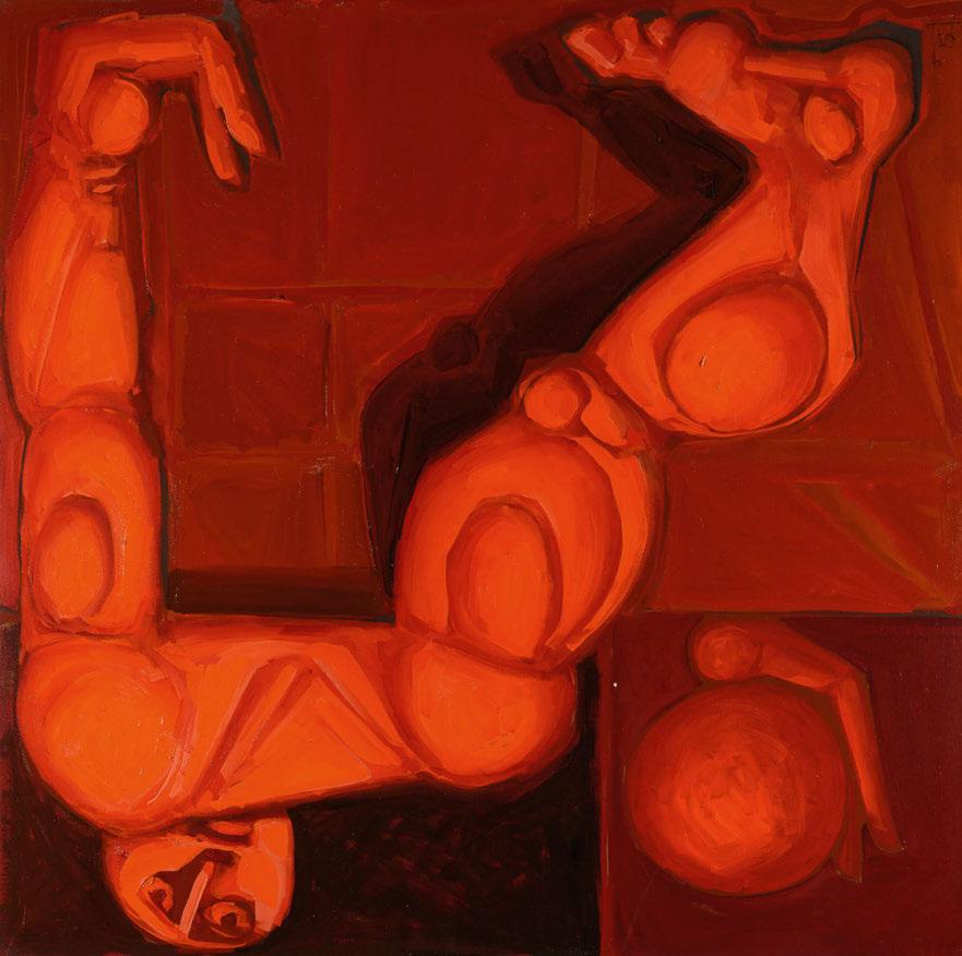75 Βασίλης Φωτόπουλος (1934-2007) Χωρίς τίτλο υπογραφή με αρχικά κάτω δεξιά: β. φ. λάδι σε μουσαμά: 100 x 100 cm. 3.000-4.