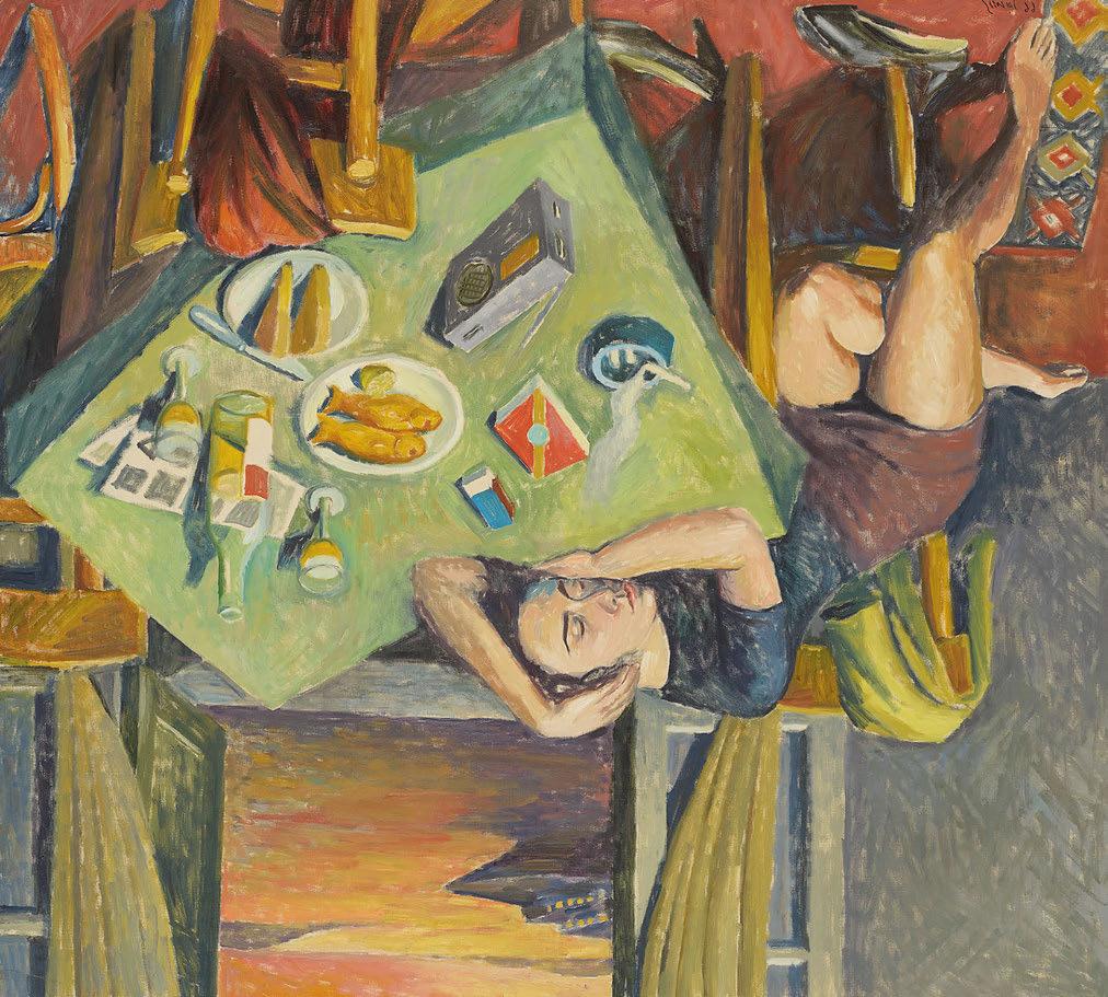 92 Παύλος Σάμιος (γ. 1948) Χωρίς τίτλο υπογεγραμμένο και χρονολογημένο κάτω δεξιά: Samios 99 λάδι σε μουσαμά, 100 x 110 cm. 5.000-7.