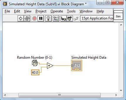 Δημιουργία του sub-vi Simulated Height Data.