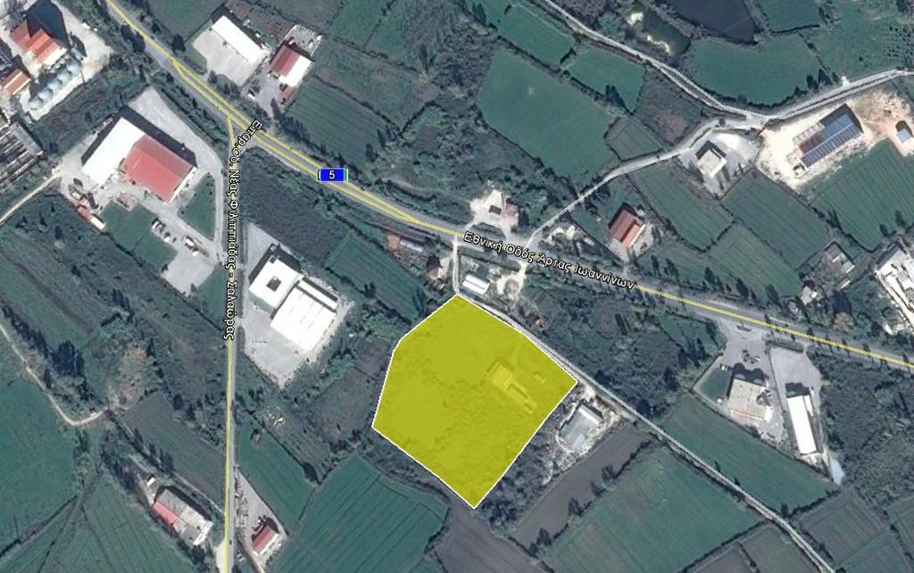 Εικόνα 33: Θέση προτεινόμενου οικοπέδου κεντρικού πράσινου σημείου Δήμου Αρταίων (πηγή: αεροφωτογραφία google earth)