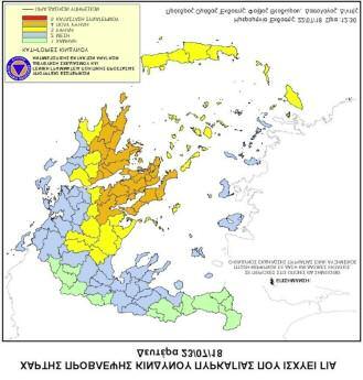 Κυριακή 22/07/2018 12:47 Η ΓΓΠΠ δημοσιεύει το χάρτη πρόβλεψης κινδύνου Λόγω επικινδυνότητας Δείκτης 4 πυρκαγιάς που ισχύει για θα έπρεπε να υπάρχει Επιχειρησιακή Ετοιμότητα από: Πυροσβεστική Υπηρεσία