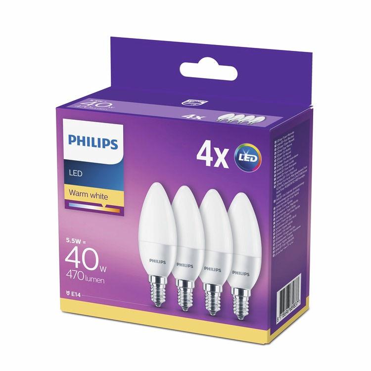 PHILIPS LED Κερί 5,5 W (40 W) E14 Ζεστό λευκό Χωρίς ρύθμιση έντασης Φως που είναι ευχάριστο για τα μάτια σας Η κακή ποιότητα φωτός μπορεί να προκαλέσει κόπωση στα μάτια.