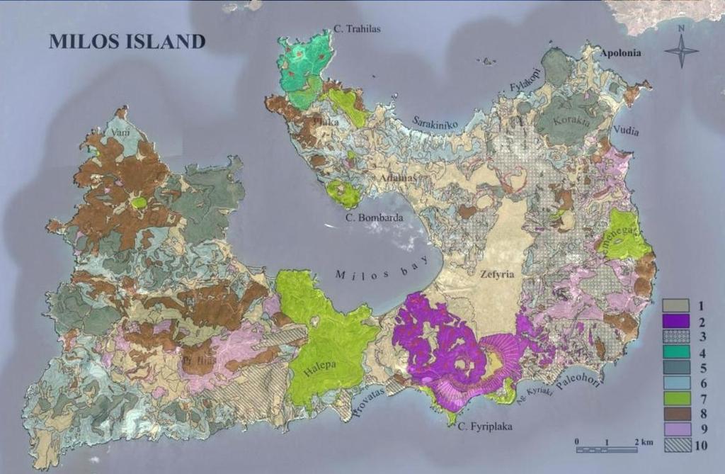 [8] Rhyolithic-Andesitic lavas of Prof. Ilia (2.4-2.2Ma Up Pliocene).