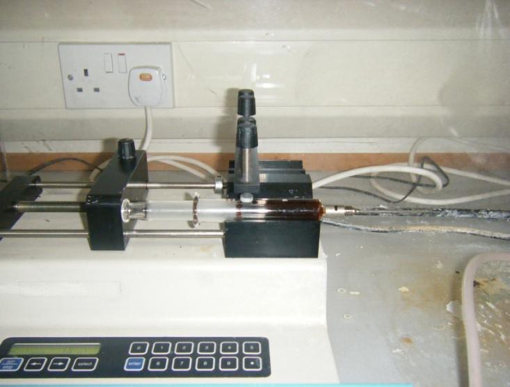 6. Select the appropriate flow rate and/or modify other flow parameters on the syringe pump by following the syringe pump