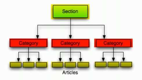 Τα άρθρα (articles) ταξινομούνται με δυο τρόπους: ανά ενότητα (section) και ανά κατηγορία (category). Οι ενότητες είναι το ανώτερο επίπεδο, και μπορούν να περιέχουν πολλές κατηγορίες.
