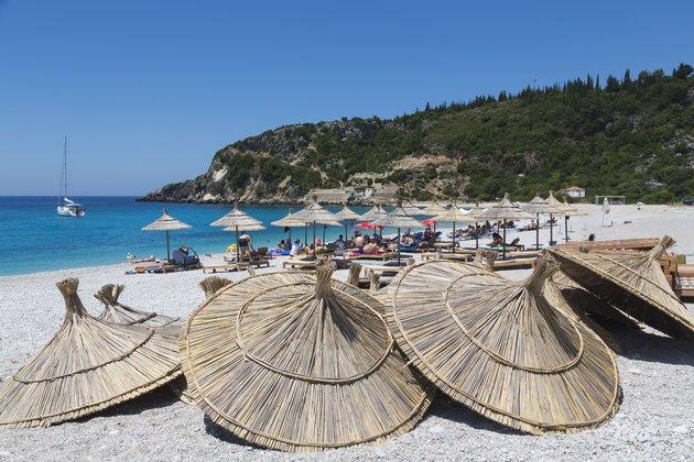 Albania, Livadhe, or Livadhi, beach near Himare.