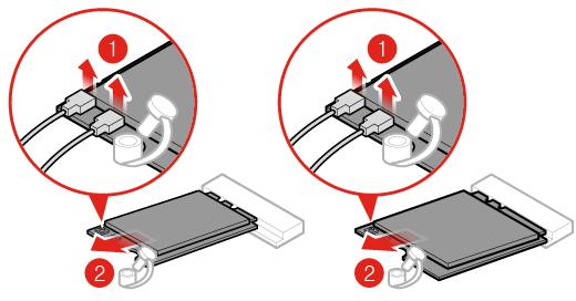 59. Αποσύνδεση των κεραιών Wi-Fi και αφαίρεση της κάρτας Wi-Fi (τύπος