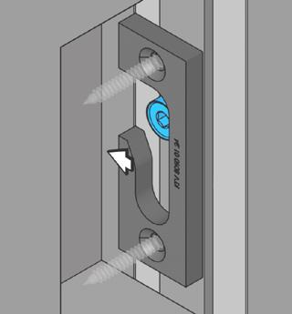 Ρύθμιση στην κατεύθυνση του φύλλου της πόρτας Κλείστε την πόρτα και κλειδώστε δύο φορές. Οι κυλινδρικοί άξονες εισέρχονται στα τμήματα πλαισίου.