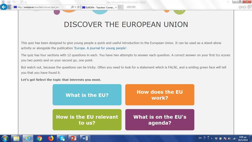 Στη συνέχεια έκαναν το on-line quiz που υπάρχει