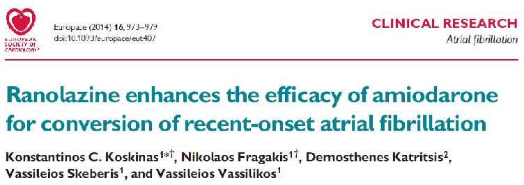 121 patients were randomized in a 1 : 1 ratio to either intravenous amiodarone (60 min loading dose of 5 mg/kg followed by maintenance infusion of 50 mg/h until