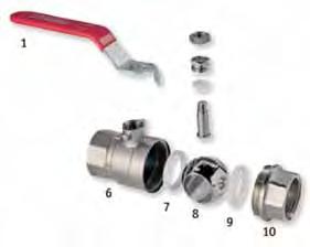 Σφαιρικοί διακόπτες / Ball valves Κατασκευαστικά μέρη / Parts 1 2 3 4 5 1 Λαβή / Handle 2 Περικόχλιο / Nut 3 Στυπιοθλίπτης / Gland seal 4 Στεγανοποιητικό δαχτυλίδι / Seal ring 5 Άξονας / Axis 6