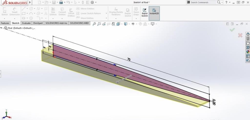 Εικόνα 2: Πρώτο Extrude (μεσαίο τμήμα δοκού) Κατά το δεύτερο extrude