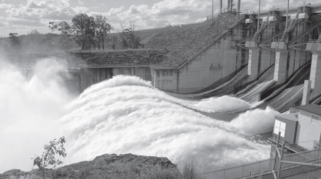 Spillway of (b) Wivenhoe dam (Australia) during