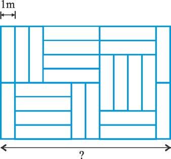 15. A floor is covered with identical rectangular tiles as shown. The shorter side of each tile is 1 m. What is the length of the side with the question mark?