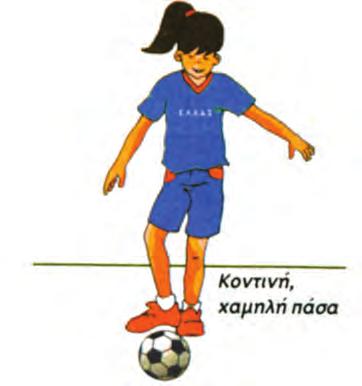 Το πόδι στήριξης να είναι ελαφρά λυγισμένο. Για να στείλετε την μπάλα κοντά και χαμηλά προσέχετε τα εξής: Η μύτη του ποδιού στήριξης να δείχνει προς το σημείο στο οποίο θέλετε να στείλετε την μπάλα.