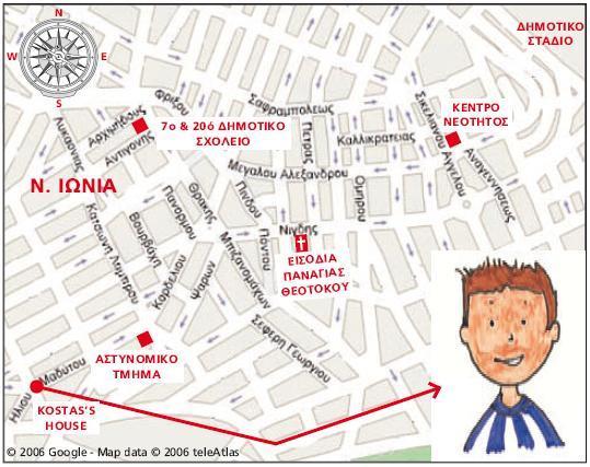 KENTΡΟ ΝΔΟΣΗΣΟ KOSTAS S HOUSE D ROLE-PLAY 1. Imagine you live in Nea Ionia. You are outside the Youth Centre. One pupil gives directions from the Youth Center to Maditou street.