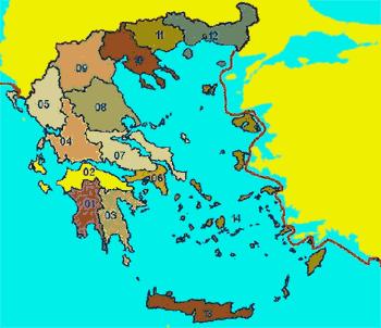 01 Δυτ. Πελλοπονήσου 02 Βορ. Πελλοπονήσου 03 Ανατ. Πελλοπονήσου 04 Δυτ. Στερεάς Ελλάδας 05 Ηπείρου Εικόνα 2.1: Τα Υδατικά διαμερίσματα της Ελλάδας 06 Αττικής 07 Ανατ.