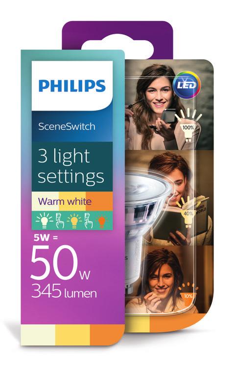 PHILIPS LED Σποτ 1,5-3,5-5 W (5-20-50 W) GU10 Χωρίς ρύθμιση έντασης Αλλαγή ρυθμίσεων φωτισμού χωρίς αλλαγή λαμπτήρων Μερικές φορές, θέλετε να αλλάξετε την ατμόσφαιρα του χώρου σας, ώστε να ταιριάζει