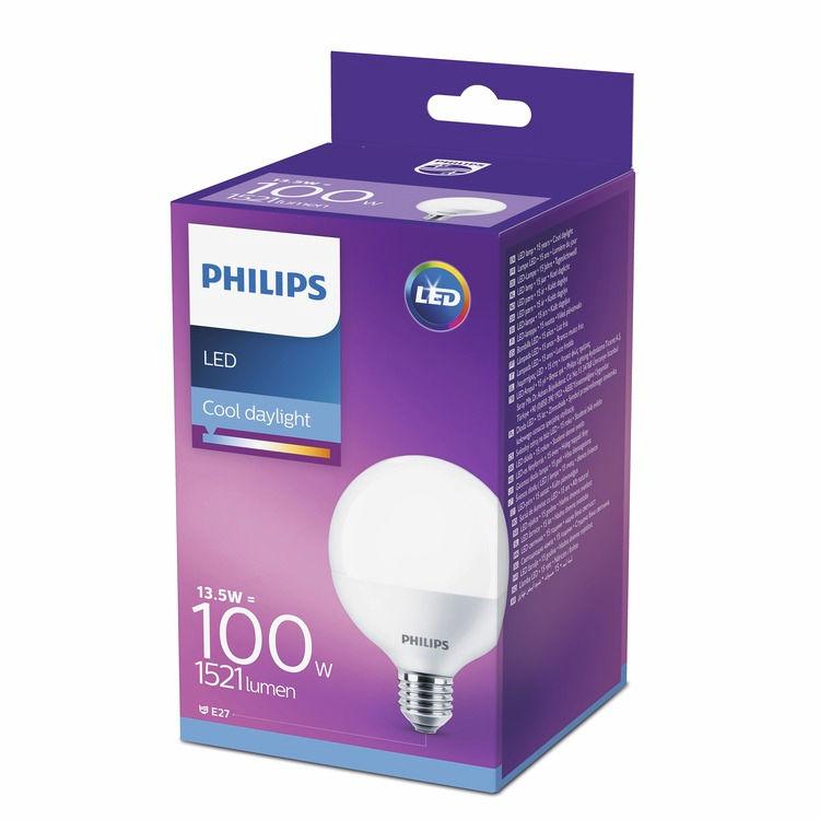 PHILIPS LED Σφαιρικοί 13,5W (100W) E27 Ψυχρό φως ημέρας Χωρίς ρύθμιση έντασης Δυνατός φωτισμός LED κορυφαίας ποιότητας Οι σφαιρικοί λαμπτήρες LED της Philips