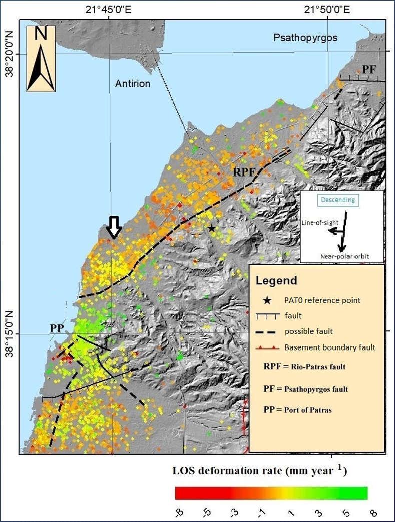 Παρακολούθηση αστικών & περι-αστικών ενεργών ρηγμάτων SPATIO-TEMPORAL EVOLUTION OF THE DEFORMATION AROUND THE RIO-PATRAS FAULT (GREECE) OBSERVED BY SYNTHETIC APERTURE RADAR
