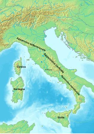 Γεωγραφία Βόρεια Απέννινα: χωρίζονται σε δύο τμήματα, τα Λιγουρικά και τα Τοσκανικά, με υψηλότερη κορυφή το Μόντε Τσιμόνε (2165 μ.