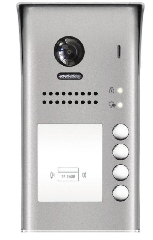 0 Mega pixel Ευρυγώνια κάμερα 170 o Ενσωματωμένο card reader access Δέχεται μέχρι 4 monitor ανά κλήση 1 έξοδο για κυπρί Διαθέτει σκέπαστρο προστασίας IP54 waterproof rate. Διαστάσεις μπουτονιέρας 17.