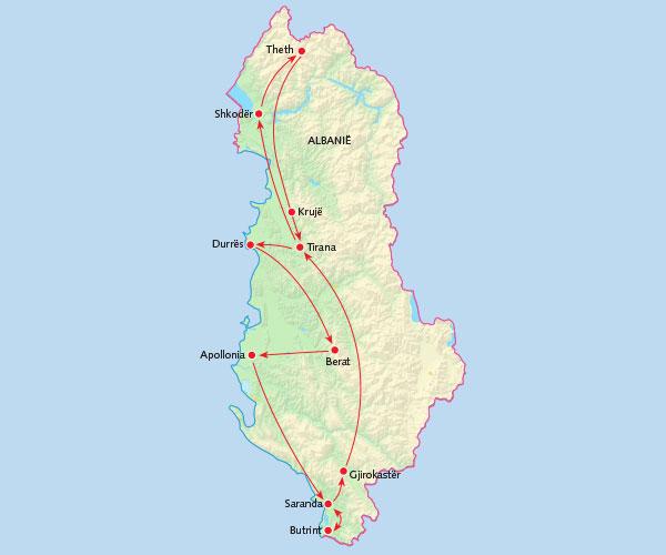 Rondreis ALBANIË 9 dagen Land van bergen en oude koninkrijken Reiscode: Groepsgrootte: Aantal dagen: BUL 8-18 9 Uitgebreide routebeschrijving Route Welkom Ervaar hoe anders en vol verrassingen een