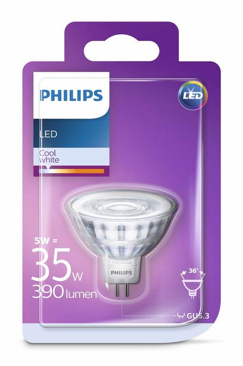 PHILIPS LED Σποτ 5 W (35 W) GU5,3 Ψυχρό λευκό Χωρίς ρύθμιση έντασης Φως που είναι ευχάριστο για τα μάτια σας Η κακή ποιότητα φωτός μπορεί